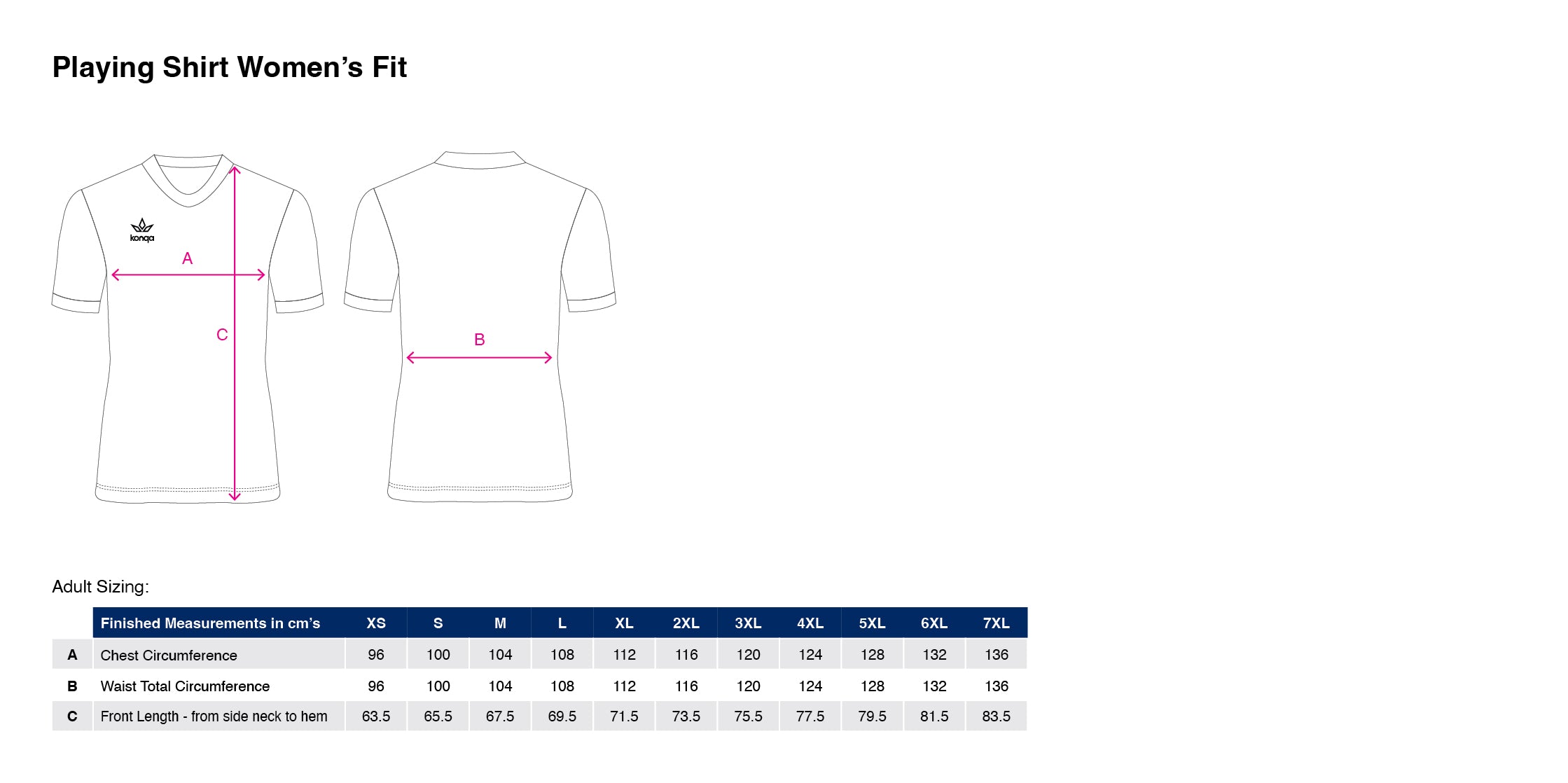 Size Charts โ KonQa Teamwear