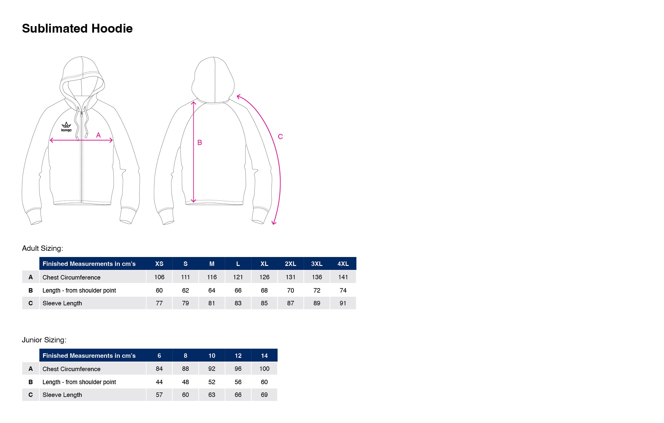 Size Charts โ KonQa Teamwear